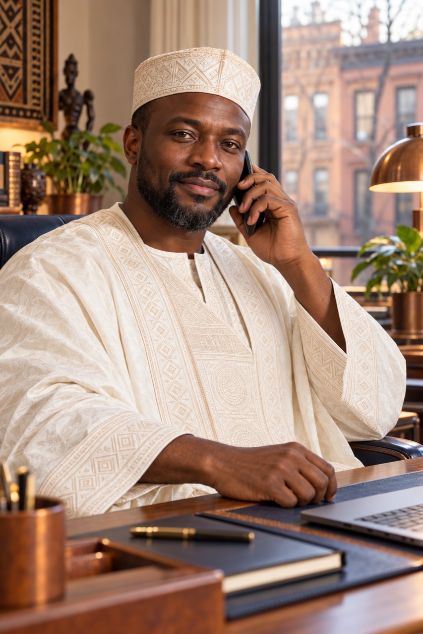 Mr Moriba speaking on the phone